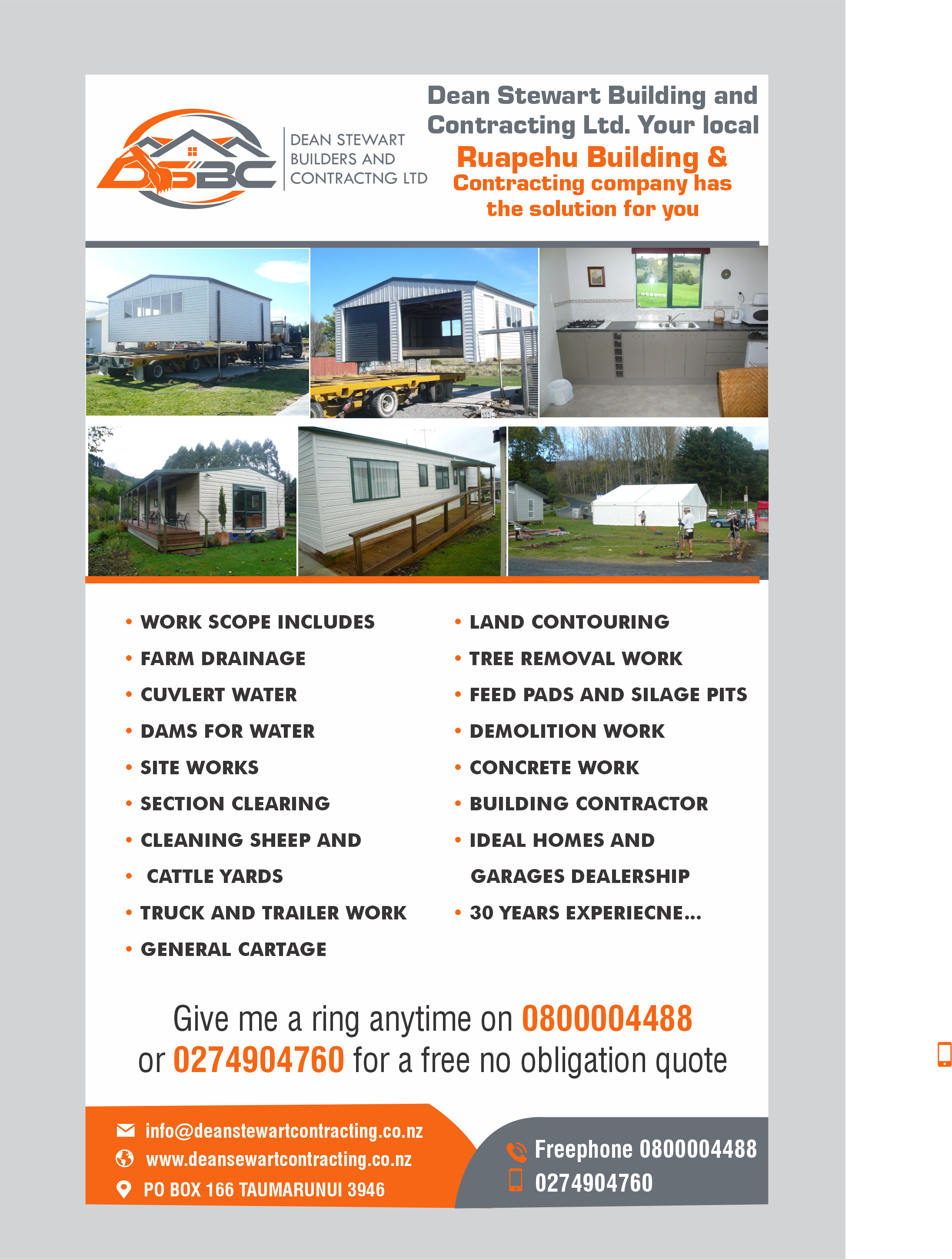 Diseño de Flyer por designer1975 para DEAN STEWART BUILDERS AND CONTRACTING.CO.NZ | Diseño #36188790