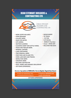 Flyer Design by TD  Graphix Hub for DEAN STEWART BUILDERS AND CONTRACTING.CO.NZ | Design: #36192360