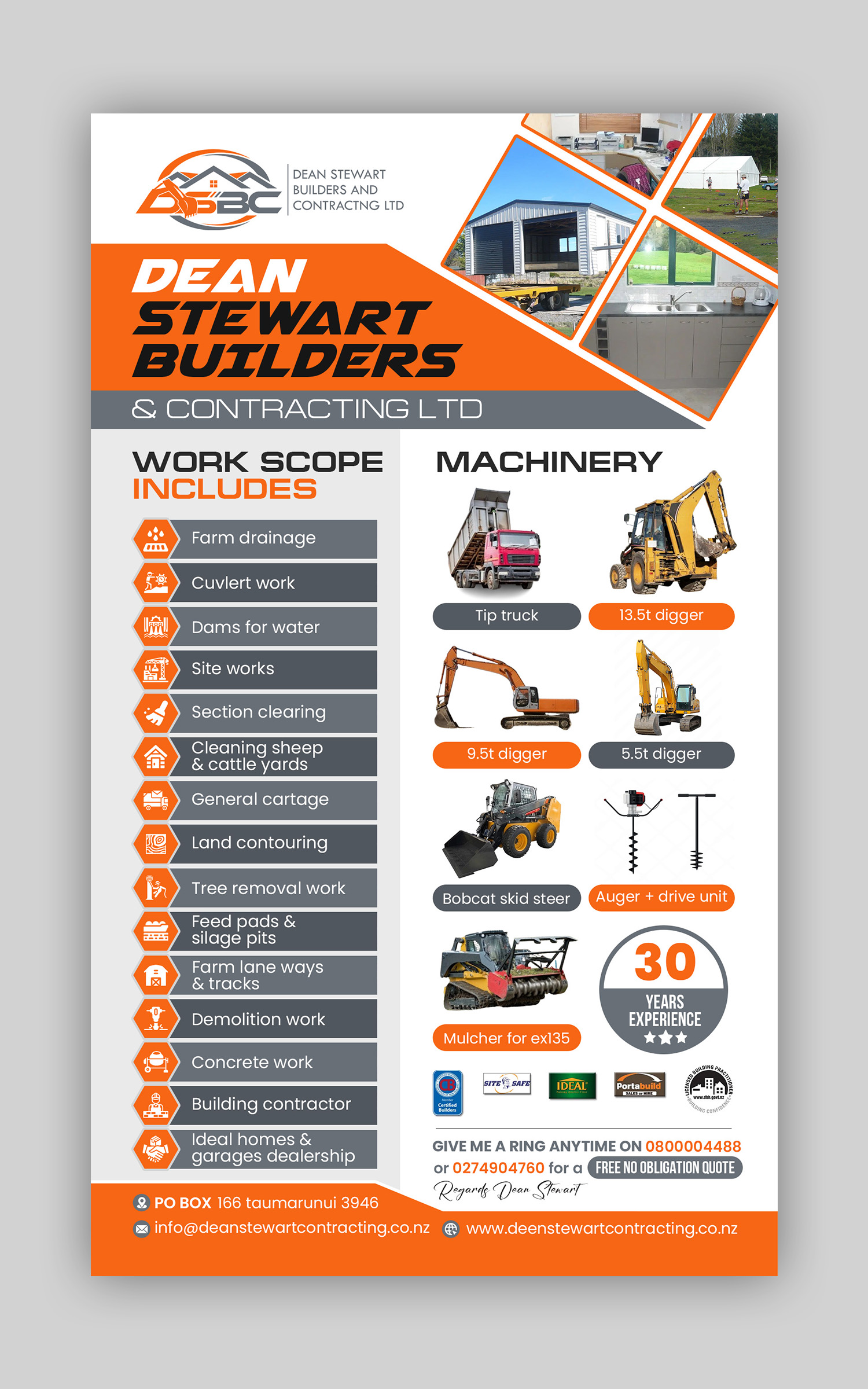 Flyer Design by debdesign for DEAN STEWART BUILDERS AND CONTRACTING.CO.NZ | Design #36199028