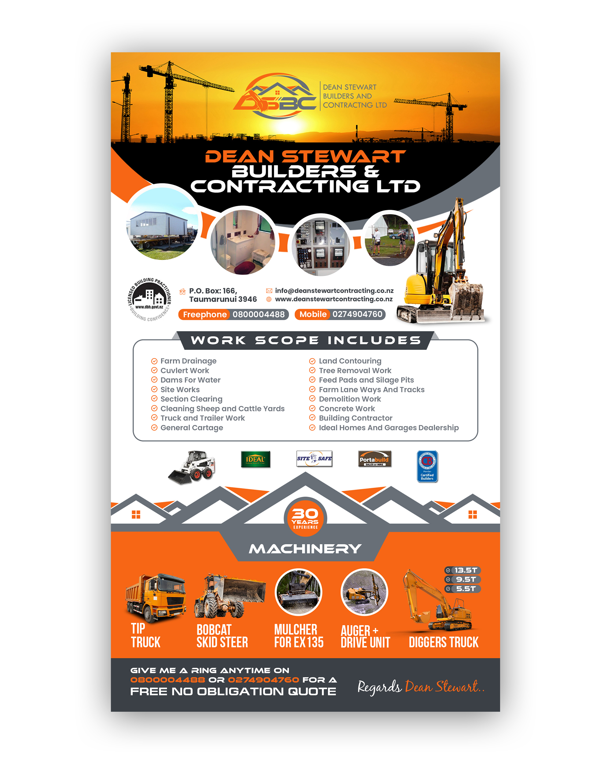 Flyer Design by debdesign for DEAN STEWART BUILDERS AND CONTRACTING.CO.NZ | Design #36199091