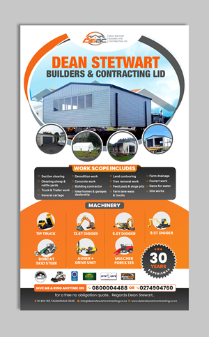 Flyer Design by debdesign for DEAN STEWART BUILDERS AND CONTRACTING.CO.NZ | Design: #36199607