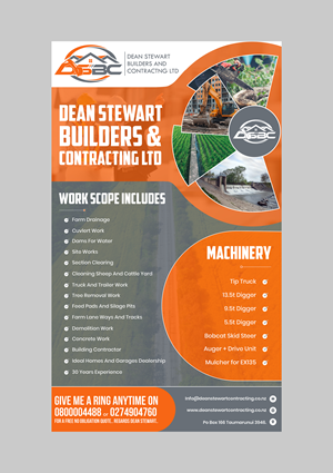 Flyer Design by Creations Box 2015 for DEAN STEWART BUILDERS AND CONTRACTING.CO.NZ | Design #36199163