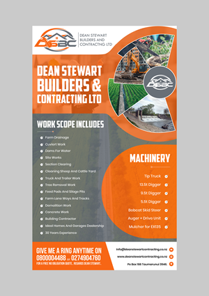 Flyer Design by Creations Box 2015 for DEAN STEWART BUILDERS AND CONTRACTING.CO.NZ | Design: #36199250