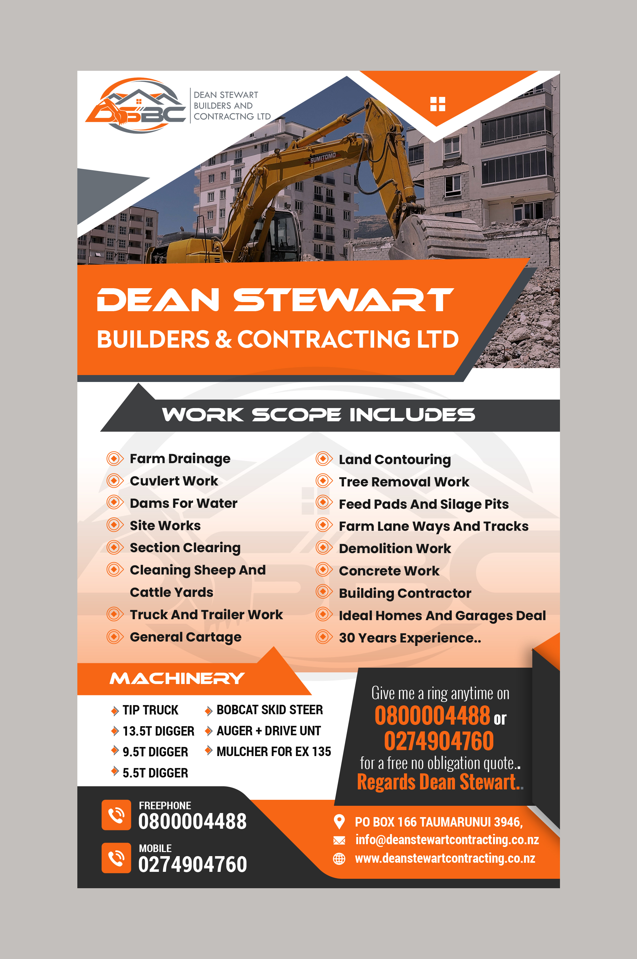 Flyer Design by Creations Box 2015 for DEAN STEWART BUILDERS AND CONTRACTING.CO.NZ | Design #36199872