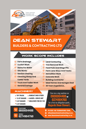 Flyer Design by Creations Box 2015 for DEAN STEWART BUILDERS AND CONTRACTING.CO.NZ | Design: #36199872