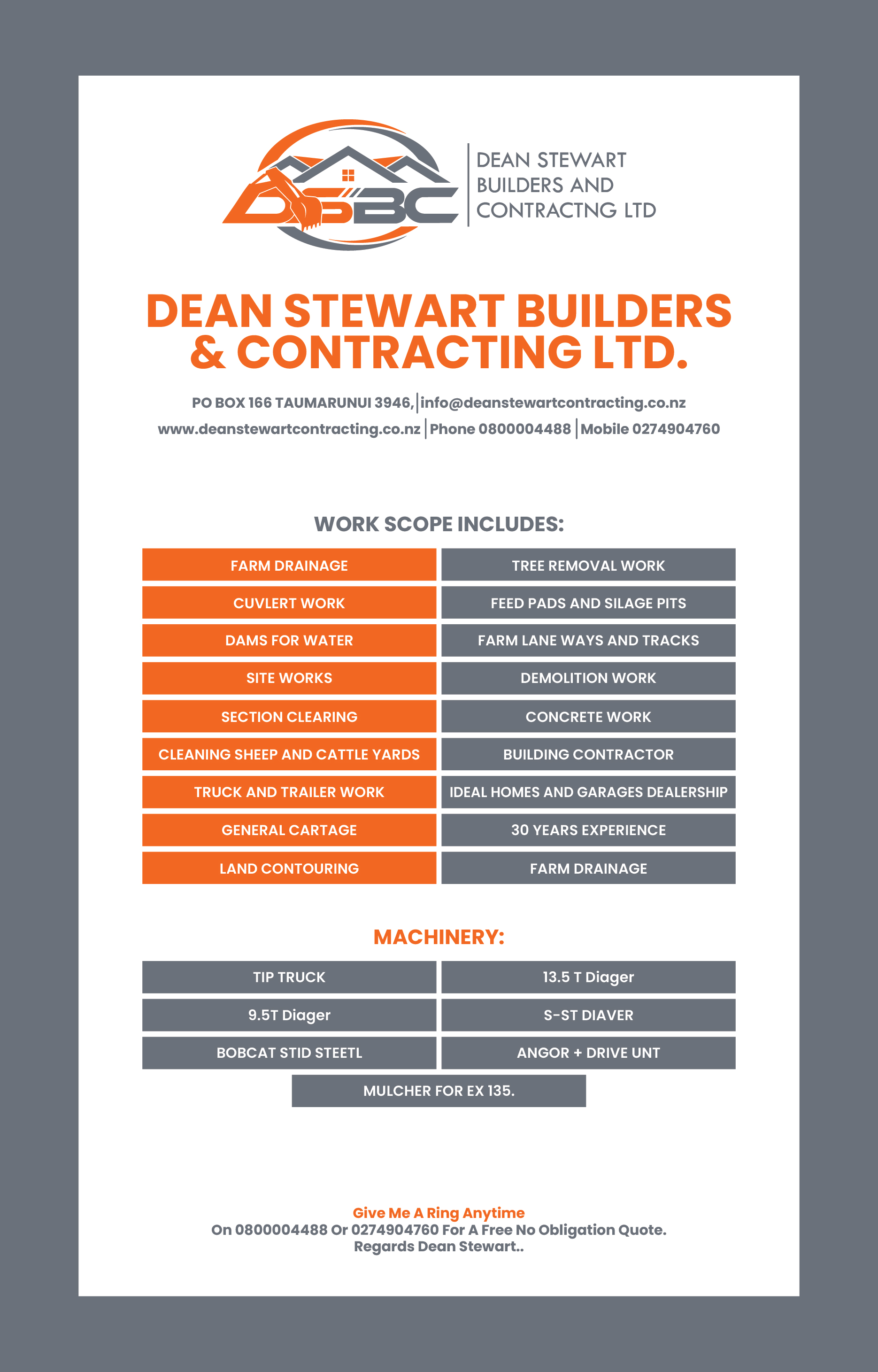 Flyer Design by 3Guys for DEAN STEWART BUILDERS AND CONTRACTING.CO.NZ | Design #36188993