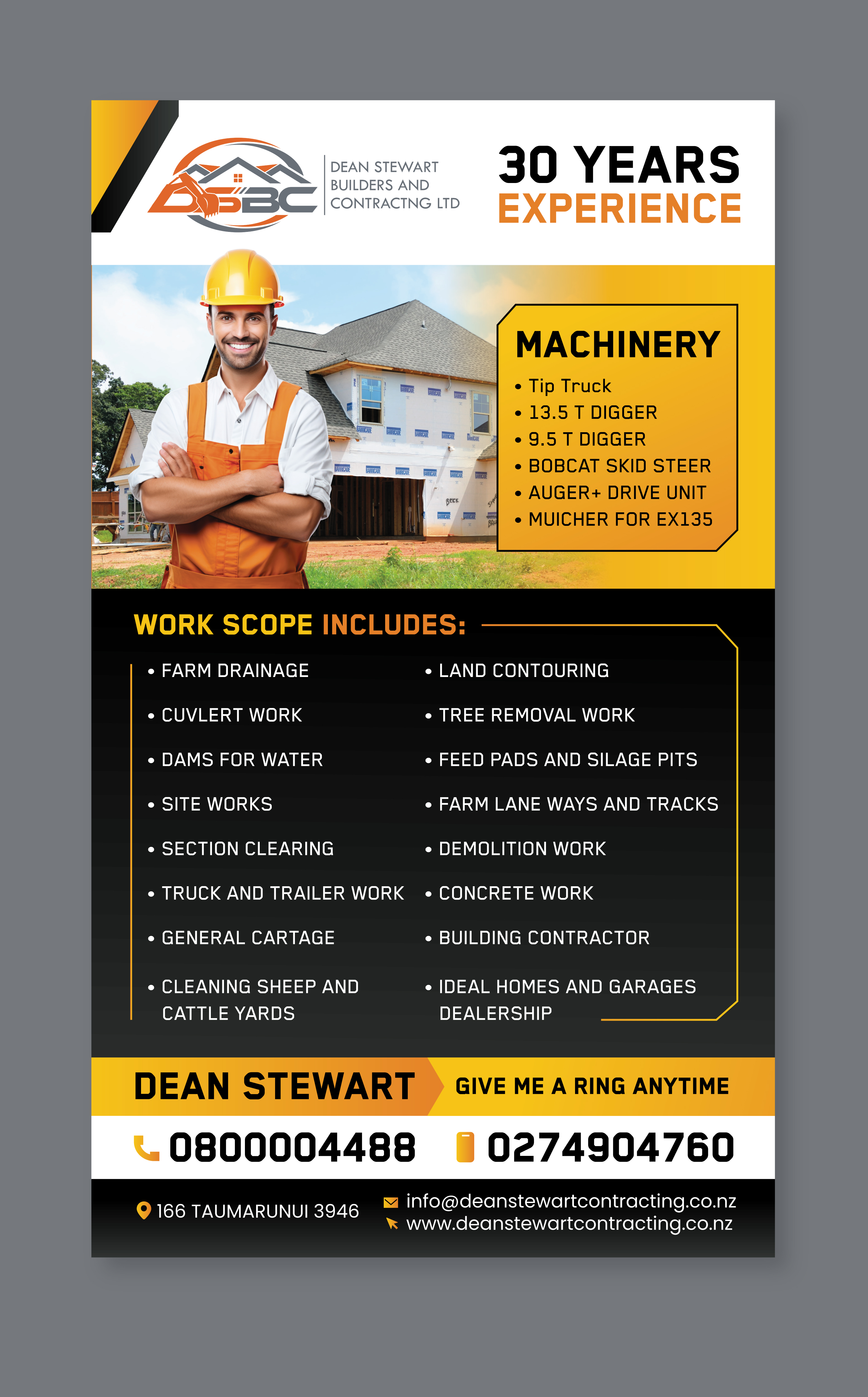 Diseño de Flyer por saurov para DEAN STEWART BUILDERS AND CONTRACTING.CO.NZ | Diseño #36197705