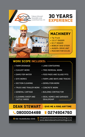 Flyer-Design von saurov für DEAN STEWART BUILDERS AND CONTRACTING.CO.NZ | Design: #36197705