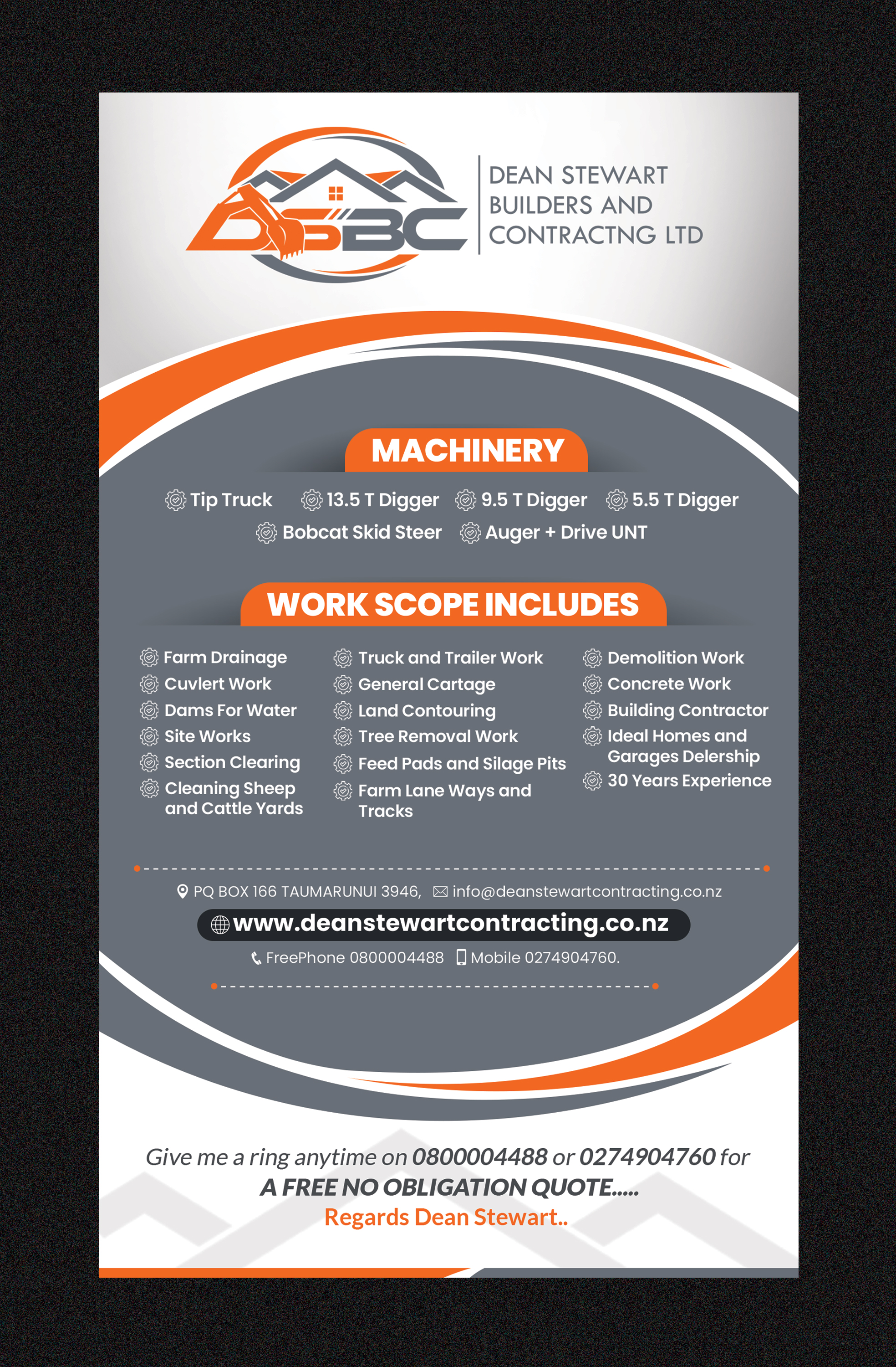 Flyer Design by Stan$oul for DEAN STEWART BUILDERS AND CONTRACTING.CO.NZ | Design: #36191605