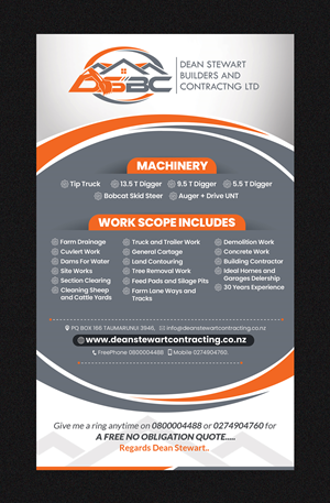 Flyer Design by Stan$oul for DEAN STEWART BUILDERS AND CONTRACTING.CO.NZ | Design: #36191605
