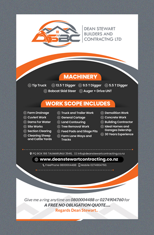 Flyer Design by Stan$oul for DEAN STEWART BUILDERS AND CONTRACTING.CO.NZ | Design: #36219603