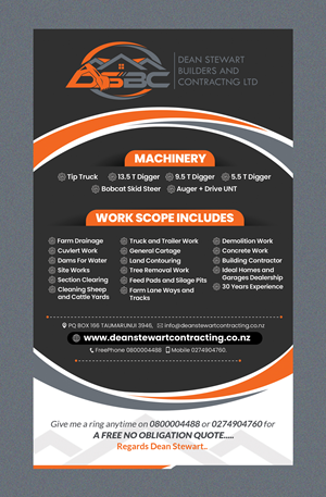 Flyer Design by Stan$oul for DEAN STEWART BUILDERS AND CONTRACTING.CO.NZ | Design: #36219697