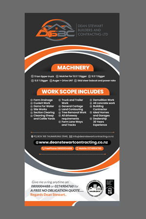 Flyer Design by Stan$oul for DEAN STEWART BUILDERS AND CONTRACTING.CO.NZ | Design: #36302657