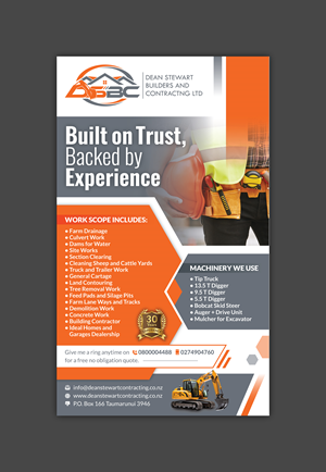 Flyer Design by Impressive Designs for DEAN STEWART BUILDERS AND CONTRACTING.CO.NZ | Design #36192307