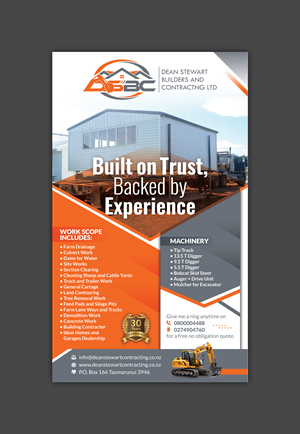 Flyer-Design von Impressive Designs für DEAN STEWART BUILDERS AND CONTRACTING.CO.NZ | Design: #36192308