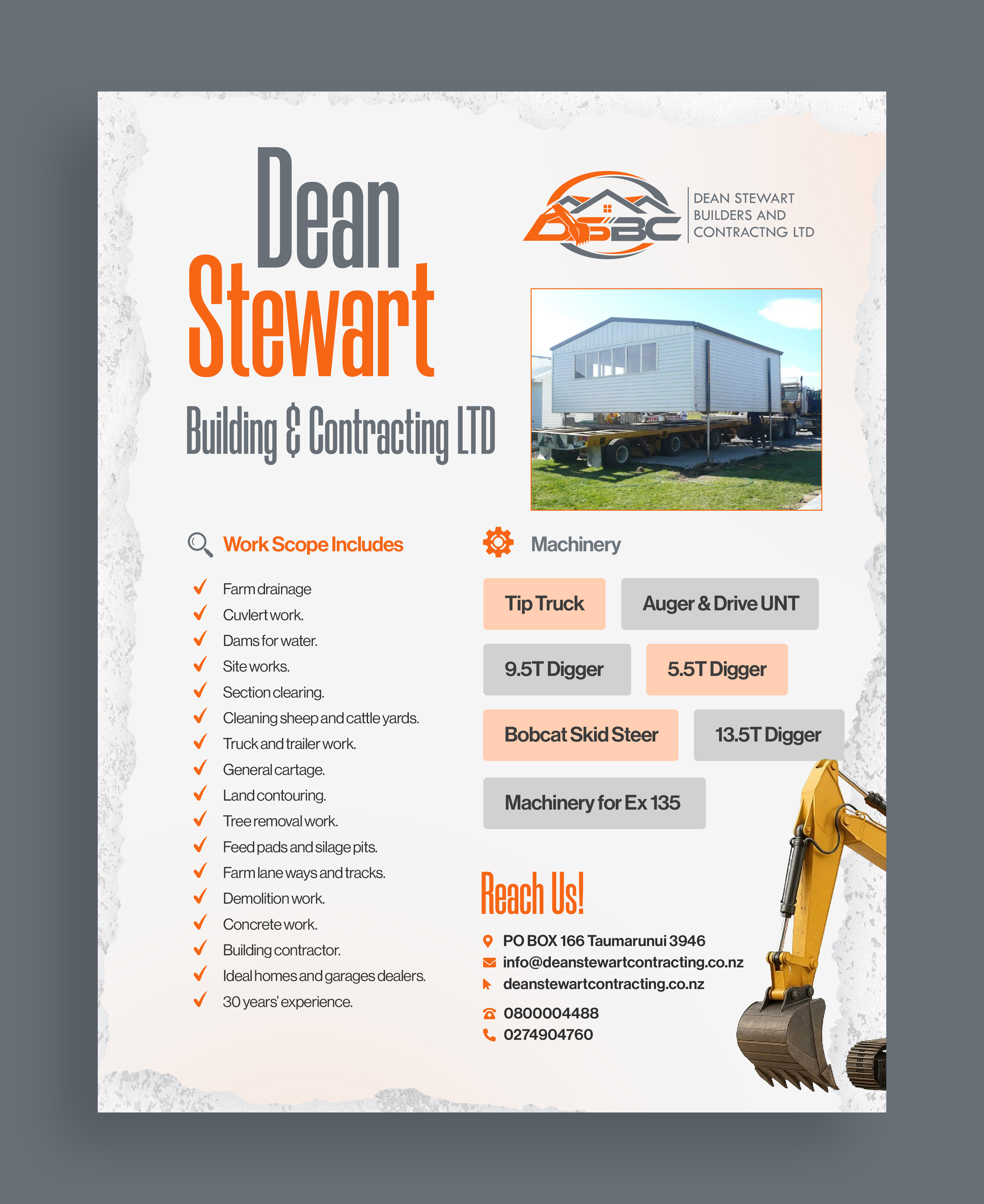 Flyer Design by Graphic Guy for DEAN STEWART BUILDERS AND CONTRACTING.CO.NZ | Design #36194008
