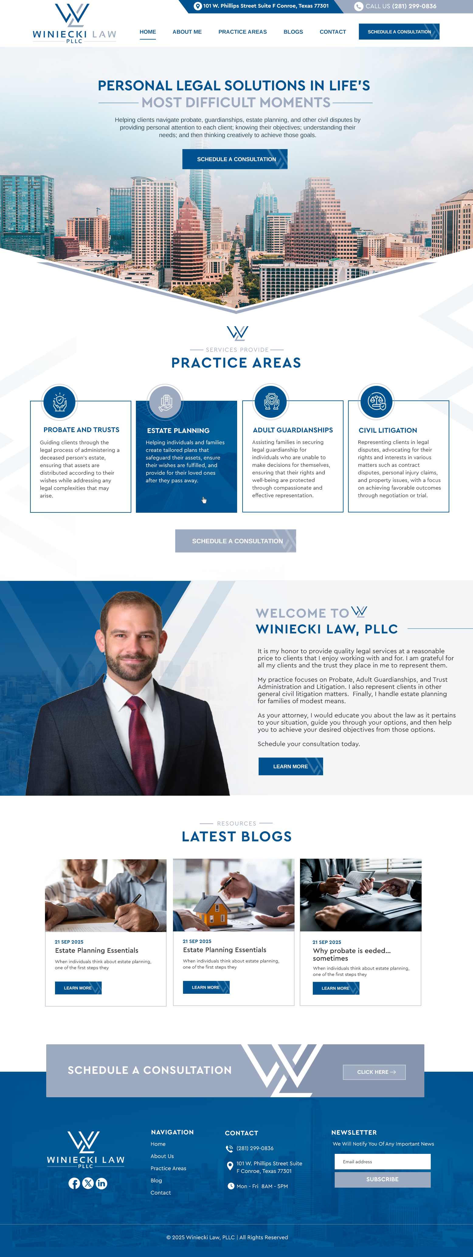 Diseño de Squarespace por Blue Sparrow para Winiecki Law PLLC | Diseño #36203665