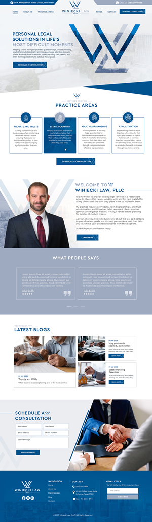 Diseño de Squarespace por Blue Sparrow para Winiecki Law PLLC | Diseño: #36204517