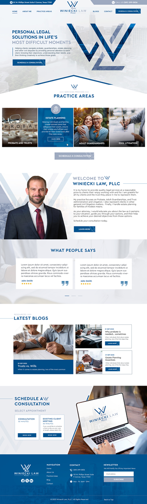 Diseño de Squarespace por Blue Sparrow para Winiecki Law PLLC | Diseño: #36204518