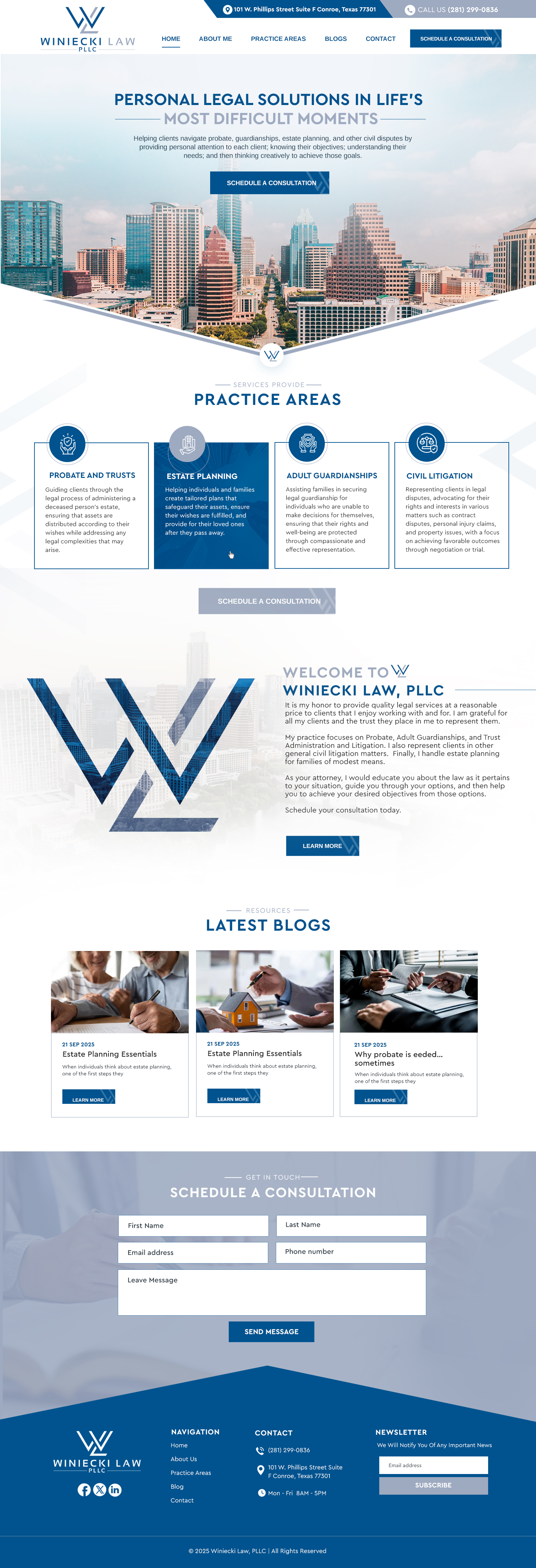 Diseño de Squarespace por Blue Sparrow para Winiecki Law PLLC | Diseño #36209266