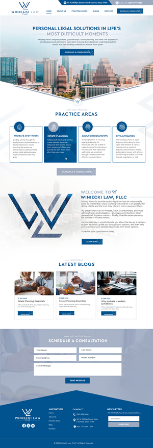 Diseño de Squarespace por Blue Sparrow para Winiecki Law PLLC | Diseño: #36209266