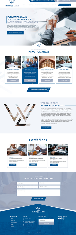 Diseño de Squarespace por Blue Sparrow para Winiecki Law PLLC | Diseño: #36210767