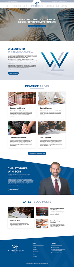 Diseño de Squarespace por MAHABA para Winiecki Law PLLC | Diseño: #36191697