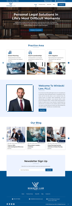 Design Squarespace par pb pour Winiecki Law PLLC | Design : #36195129