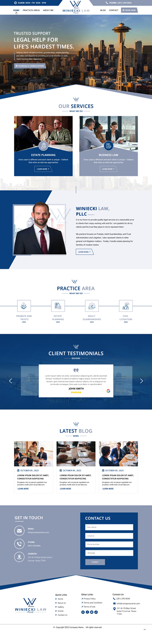 Design Squarespace par pb pour Winiecki Law PLLC | Design : #36195131