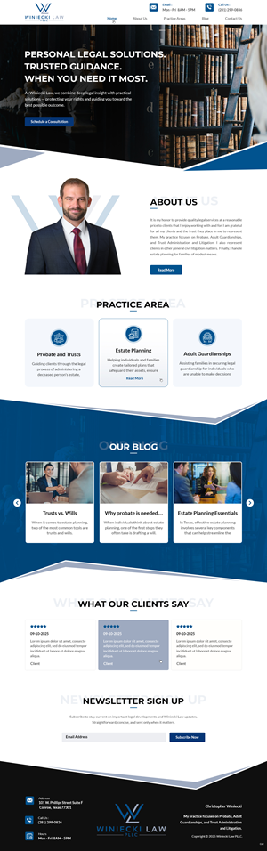 Design Squarespace par pb pour Winiecki Law PLLC | Design : #36195136