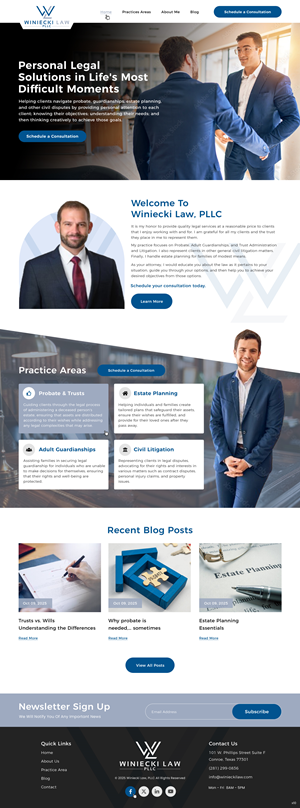 Design Squarespace par pb pour Winiecki Law PLLC | Design : #36195147