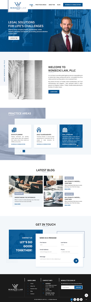 Design Squarespace par pb pour Winiecki Law PLLC | Design : #36195148