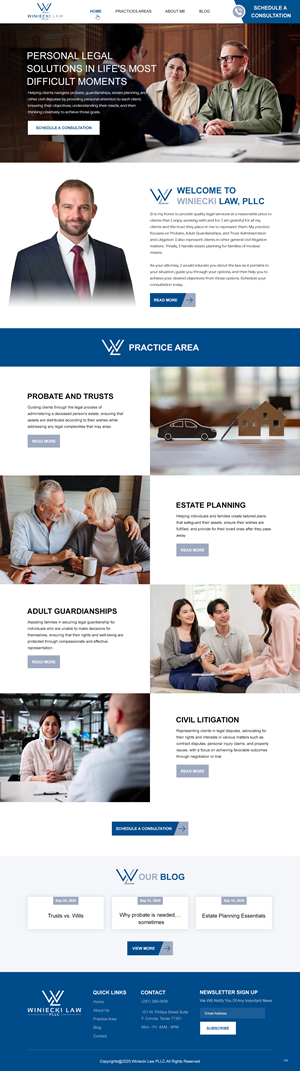 Design Squarespace par pb pour Winiecki Law PLLC | Design : #36201689