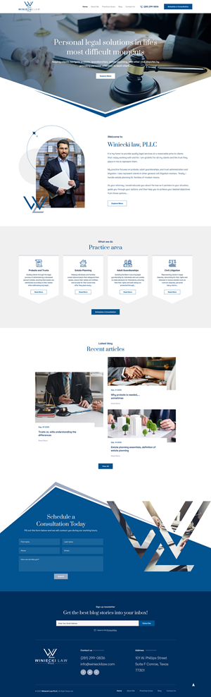 Design Squarespace par Ved Web Services pour Winiecki Law PLLC | Design #36194555