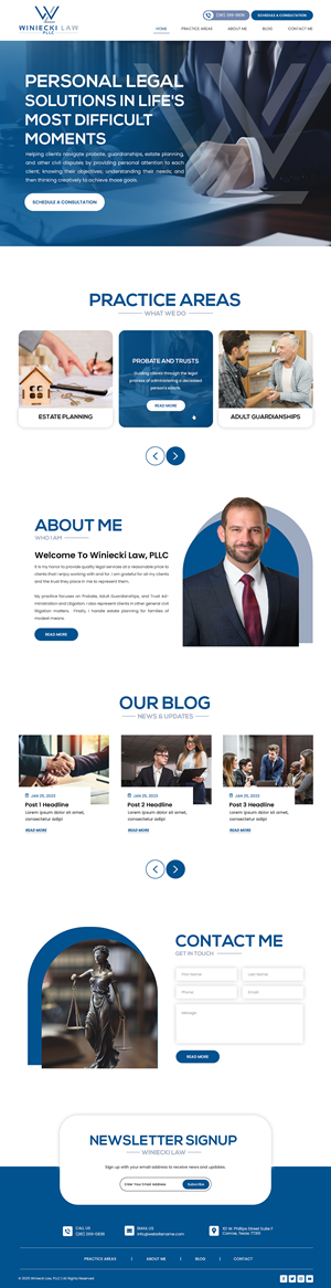 Diseño de Squarespace por Creations Box 2015 para Winiecki Law PLLC | Diseño: #36192253