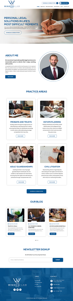 Diseño de Squarespace por Creations Box 2015 para Winiecki Law PLLC | Diseño: #36193298