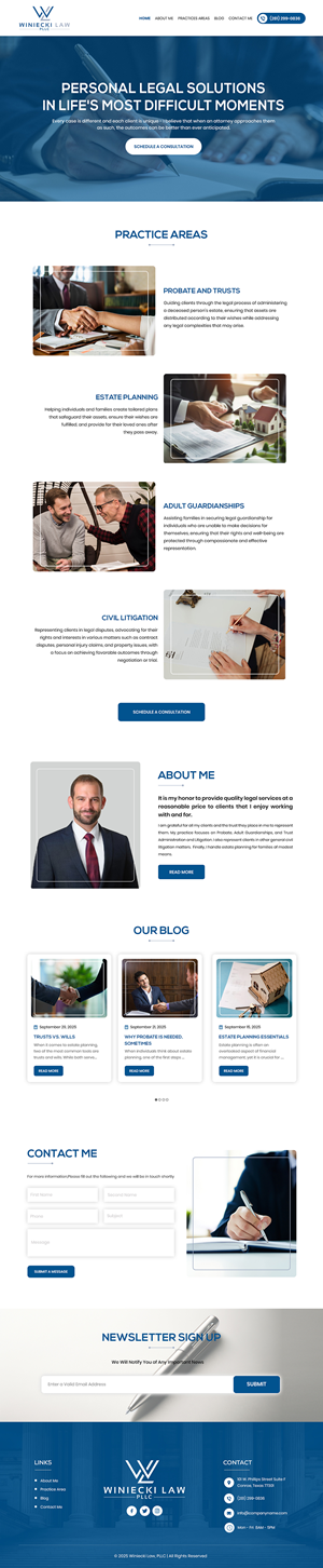 Diseño de Squarespace por Creations Box 2015 para Winiecki Law PLLC | Diseño: #36193299