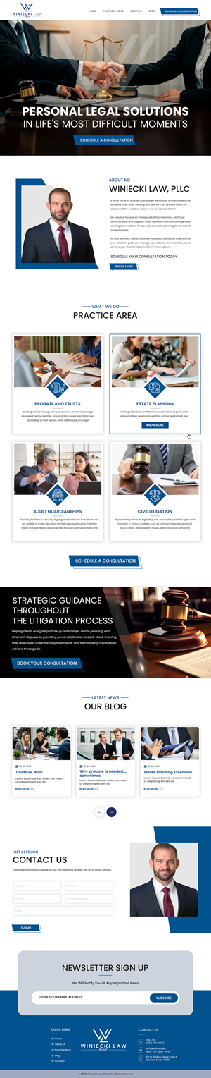 Diseño de Squarespace por Creations Box 2015 para Winiecki Law PLLC | Diseño: #36193306