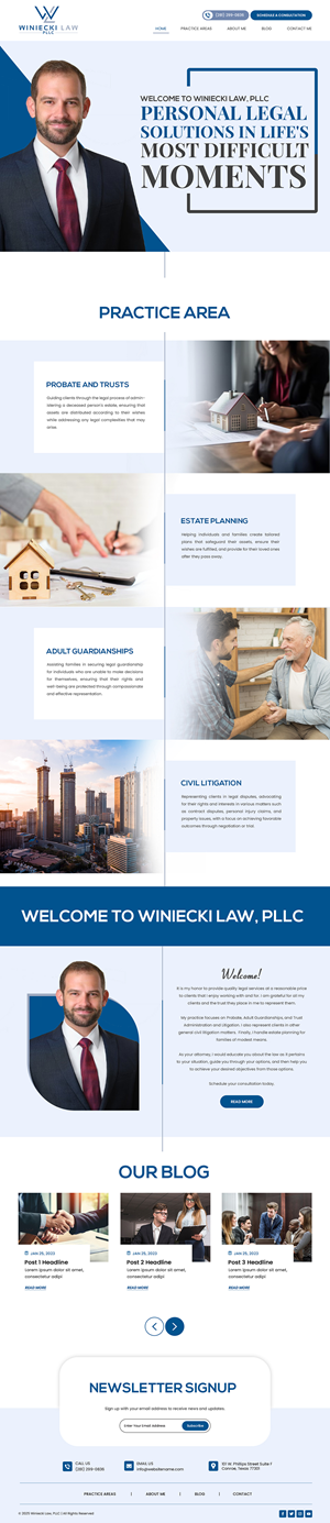Diseño de Squarespace por Creations Box 2015 para Winiecki Law PLLC | Diseño: #36193307
