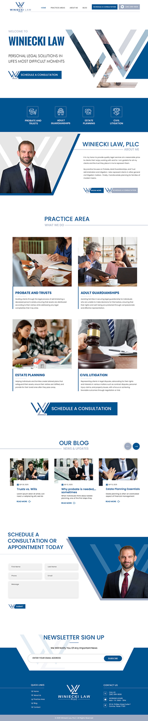 Diseño de Squarespace por Creations Box 2015 para Winiecki Law PLLC | Diseño: #36214727
