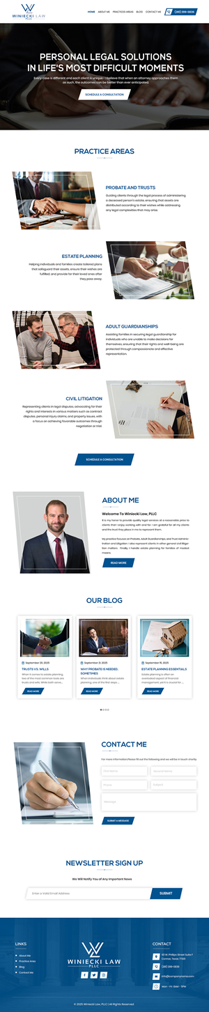 Diseño de Squarespace por Creations Box 2015 para Winiecki Law PLLC | Diseño: #36214729