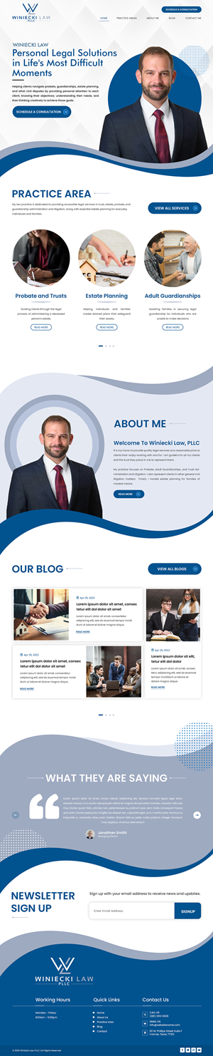 Diseño de Squarespace por Creations Box 2015 para Winiecki Law PLLC | Diseño: #36214730