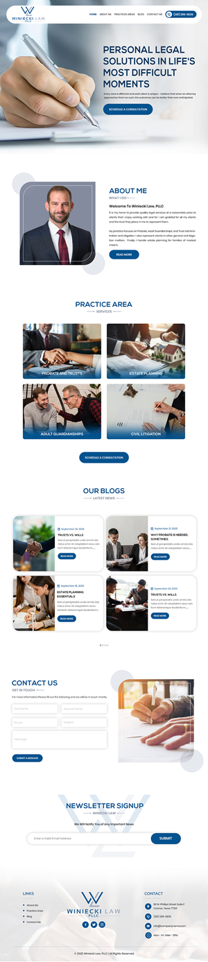 Diseño de Squarespace por Creations Box 2015 para Winiecki Law PLLC | Diseño: #36214731