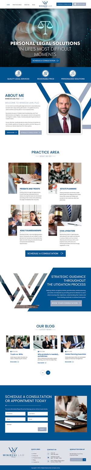 Diseño de Squarespace por Creations Box 2015 para Winiecki Law PLLC | Diseño: #36214732
