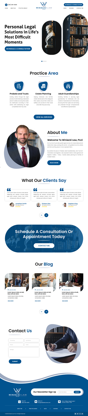 Diseño de Squarespace por Creations Box 2015 para Winiecki Law PLLC | Diseño: #36214751