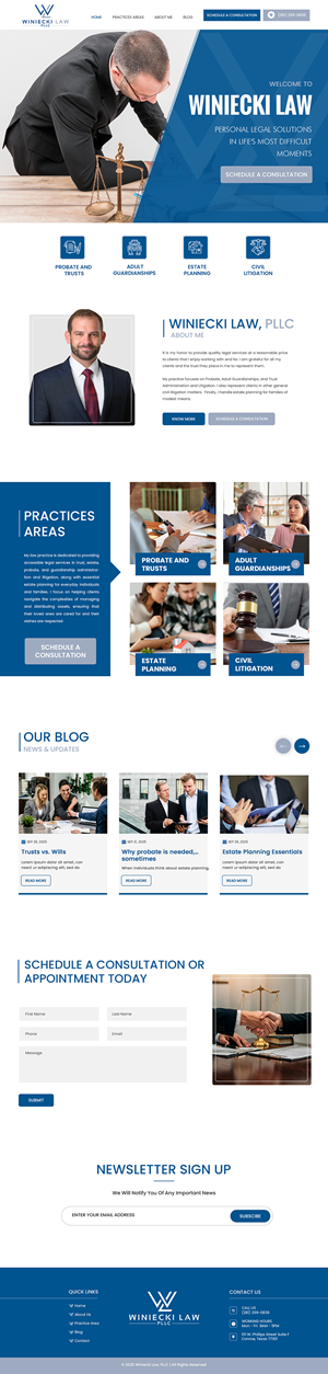 Diseño de Squarespace por Creations Box 2015 para Winiecki Law PLLC | Diseño: #36214752