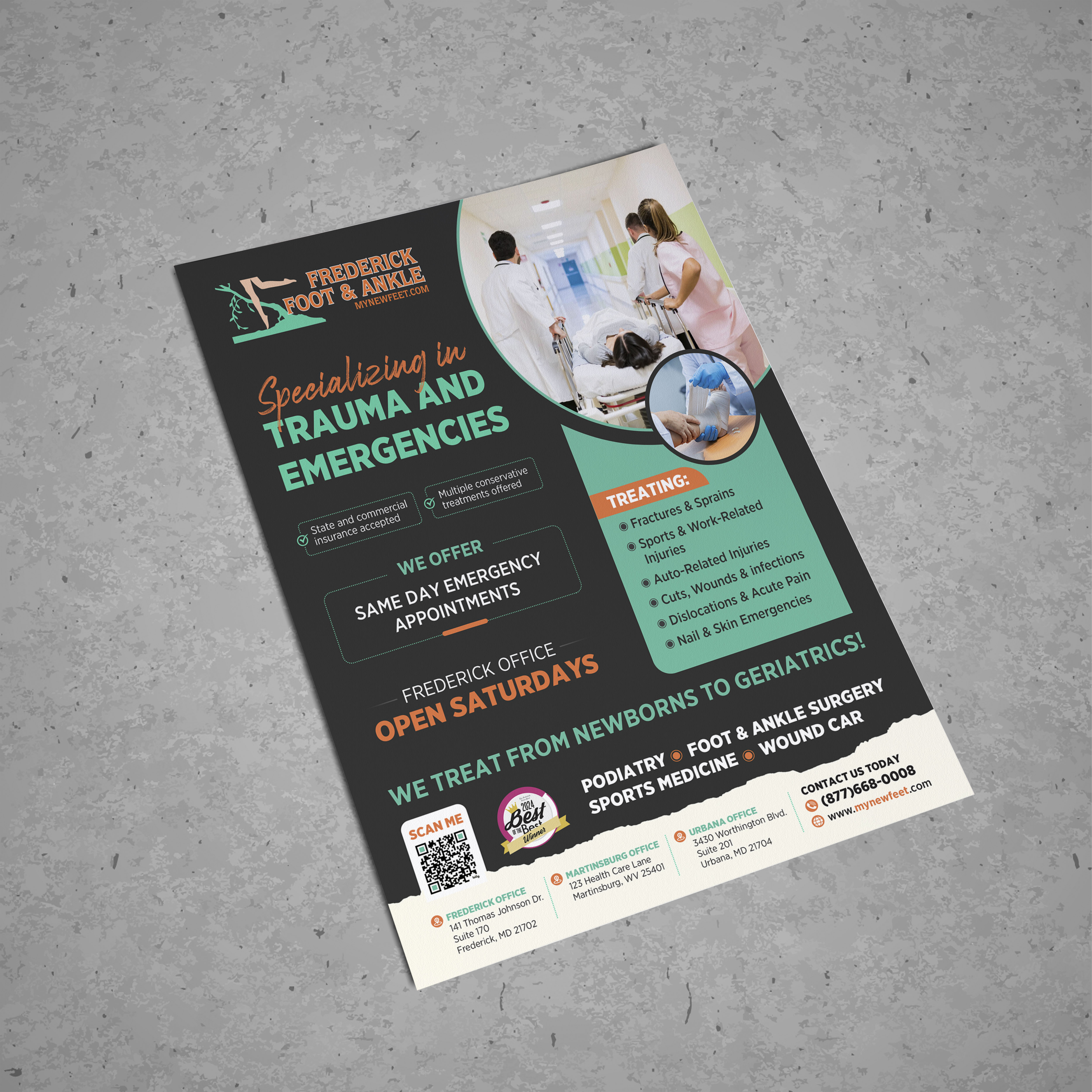 Flyer Design by GraphicsGuru for Frederick Foot & Ankle | Design #36221107