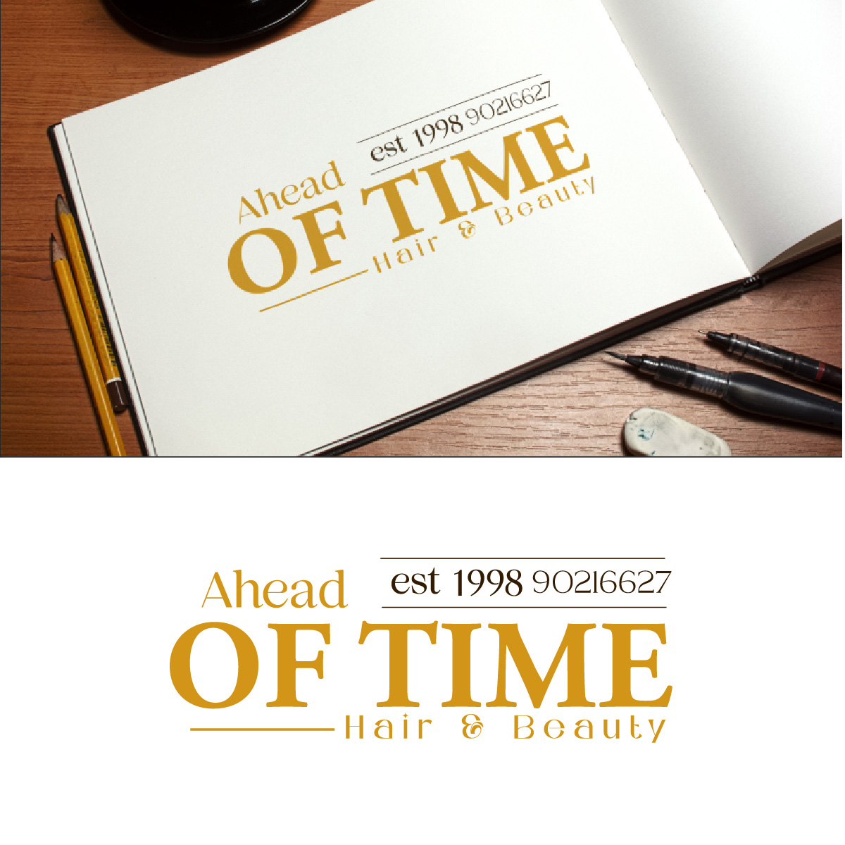 Logo Design by fly  design for Ahead Of Time Hair and Beauty | Design #36241626