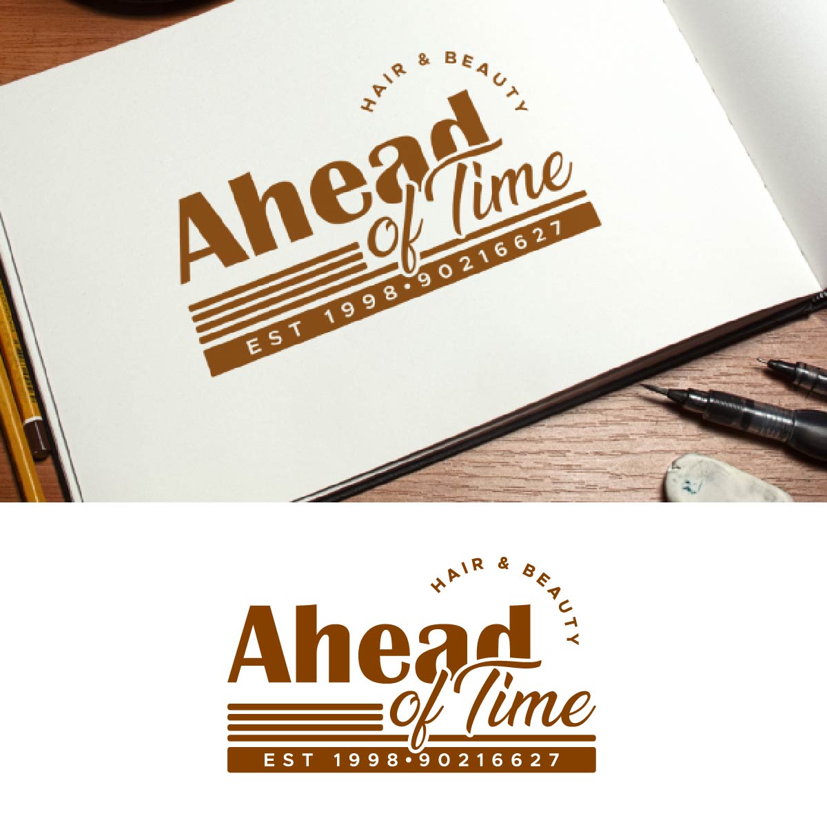 Logo Design by fly  design for Ahead Of Time Hair and Beauty | Design #36241631
