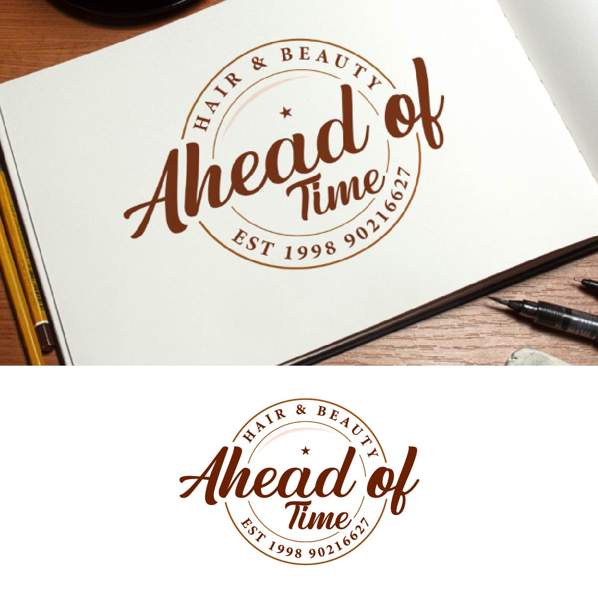 Logo Design by fly  design for Ahead Of Time Hair and Beauty | Design #36241632